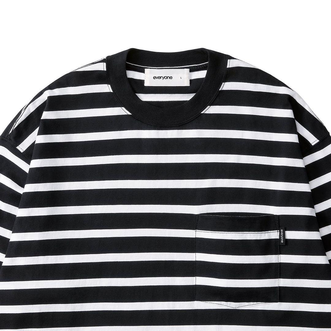 トップス everyone high-gauge cotton border long