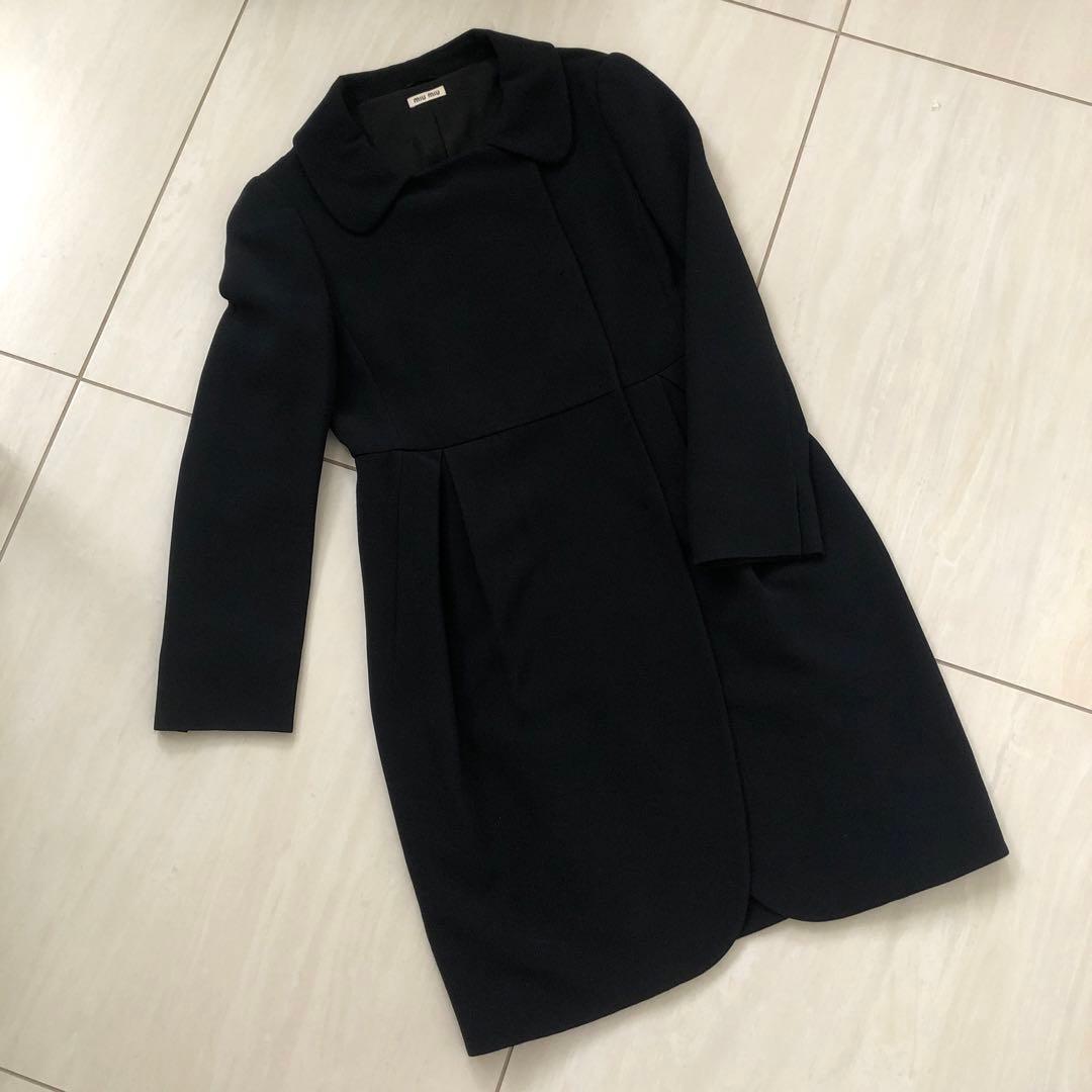 miu miu ミュウミュウ　ブラック ラウンドカラー　コート