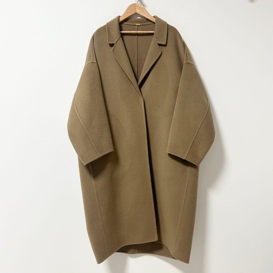 ドゥーズィエムクラス　ウールアンゴラリバーコート　キャメル