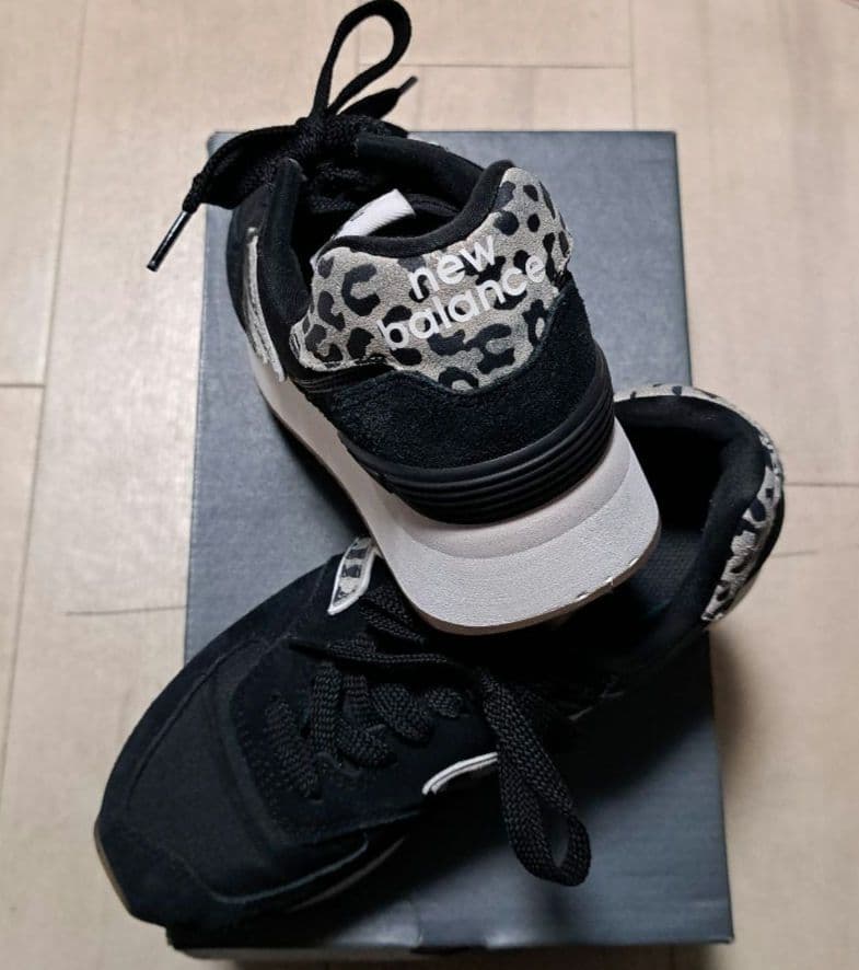 まゆ❗【レア】ニューバランス厚底 574 ブラック/ゼブラ レオパード