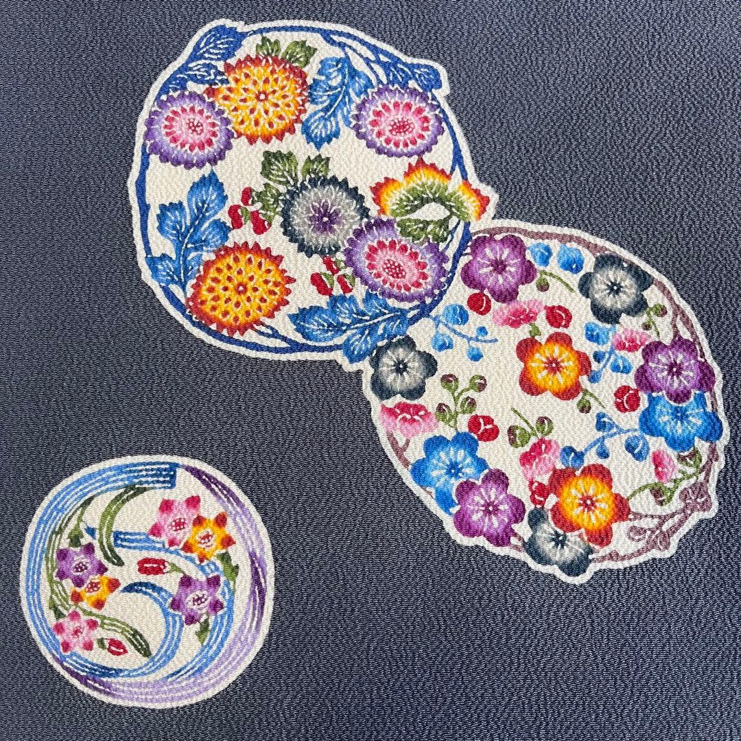 知念貞男　琉球紅型　九寸名古屋帯　竺仙鑑製