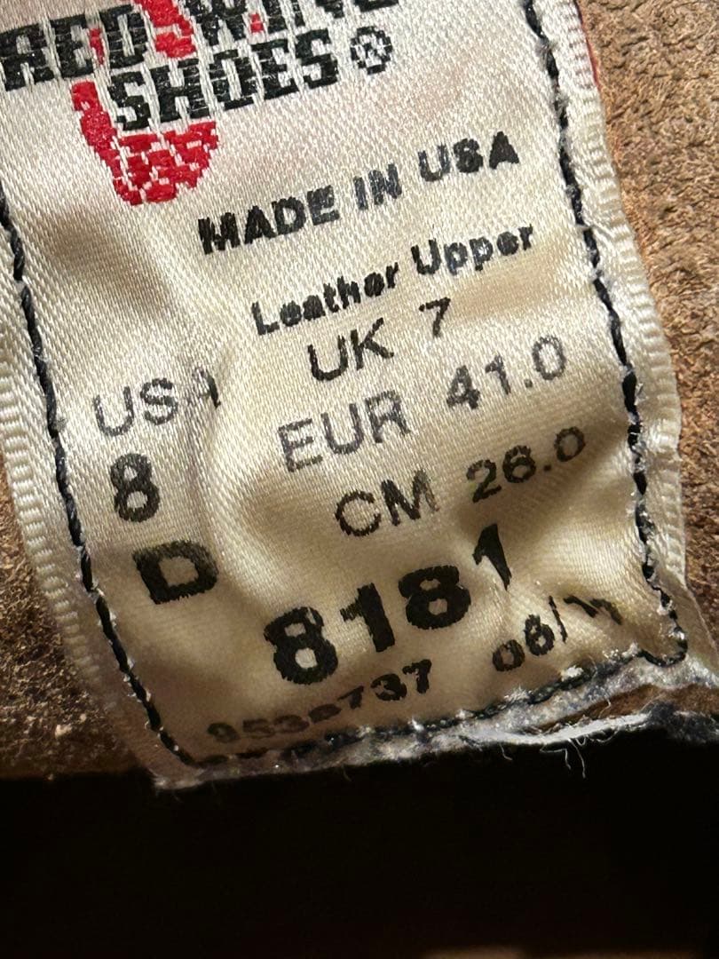 本日発送　レッドウィング　8181 26センチ