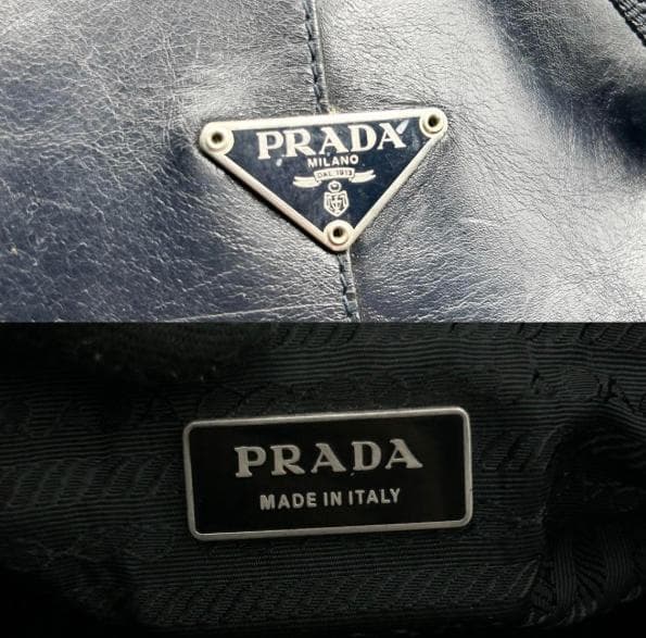 プラダ ボストンバッグ 2way ネイビー PRADA　レザー ナイロン