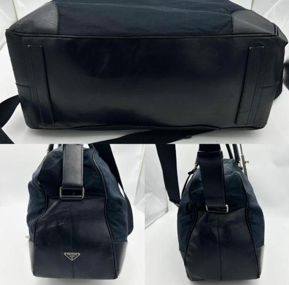 プラダ ボストンバッグ 2way ネイビー PRADA　レザー ナイロン