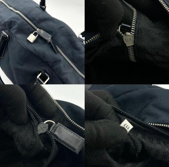 プラダ ボストンバッグ 2way ネイビー PRADA　レザー ナイロン