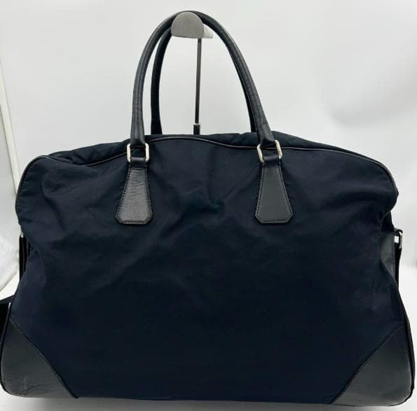 プラダ ボストンバッグ 2way ネイビー PRADA　レザー ナイロン