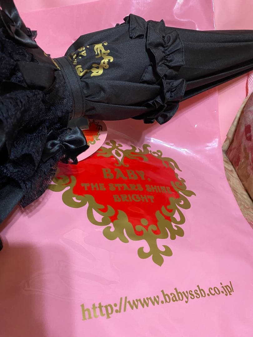 ❤️BABY フリル付き黒日傘 オリジナルバッグ付き後期新作♬.*RomantiC