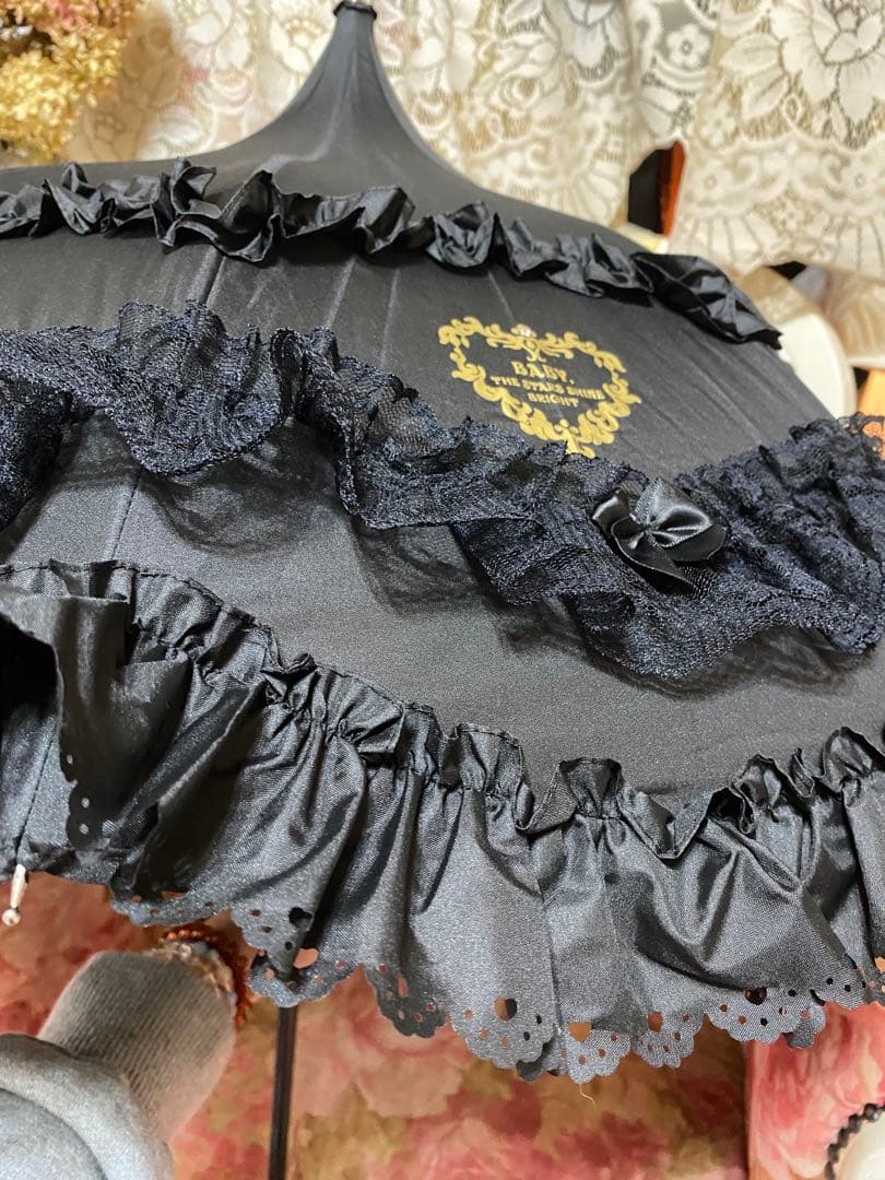 ❤️BABY フリル付き黒日傘 オリジナルバッグ付き後期新作♬.*RomantiC