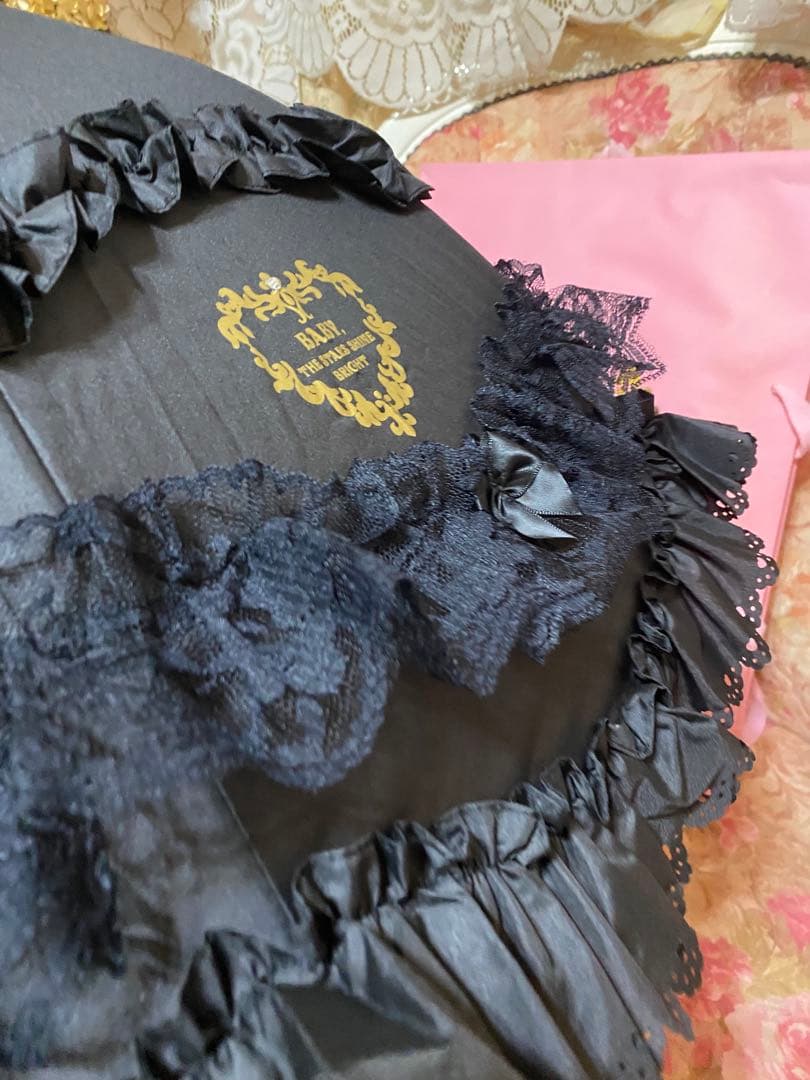 ❤️BABY フリル付き黒日傘 オリジナルバッグ付き後期新作♬.*RomantiC