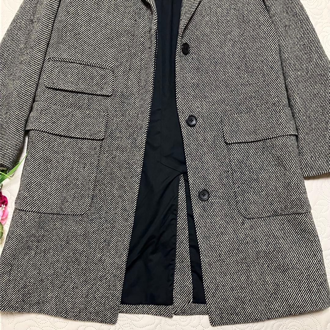 マーガレットハウエル コート ツイード ロング ウール100%Ｌサイズ グレー系