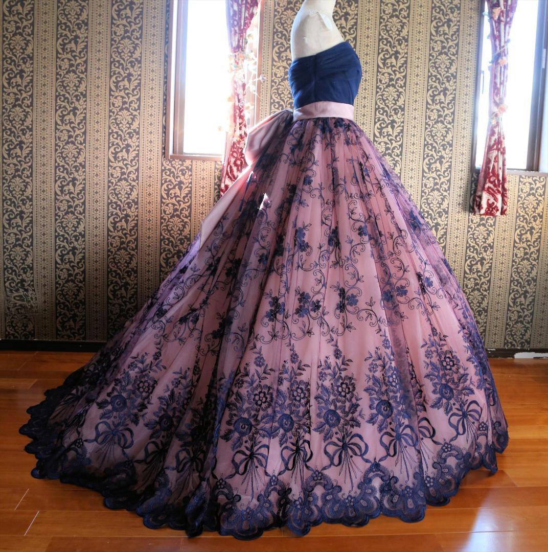 569グレースコンチネンタル高級ウエディングドレス7号9号11号紺カラードレス