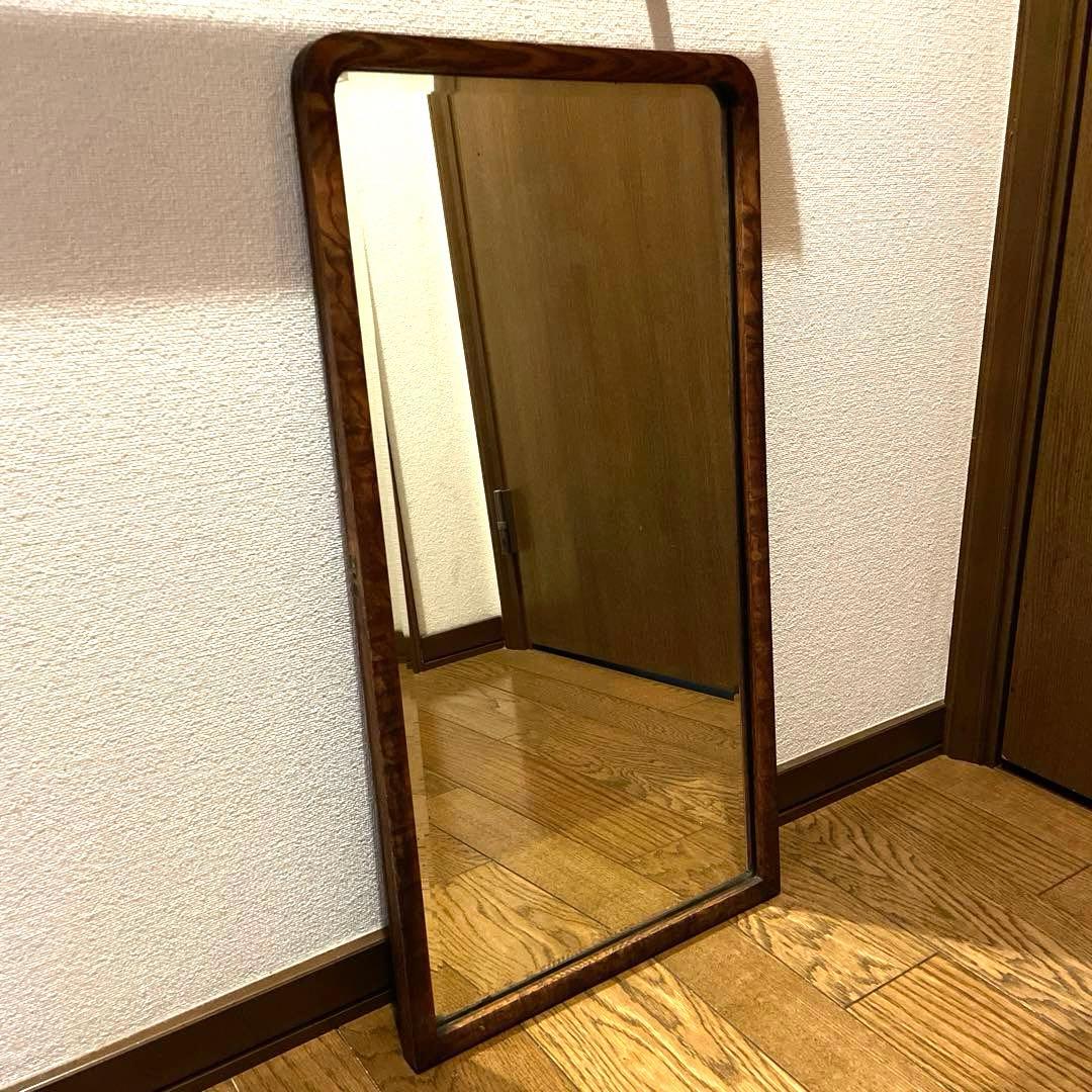 立てかけ鏡　ウォールミラー　木製フレーム　アンティーク　ヴィンテージ　鏡