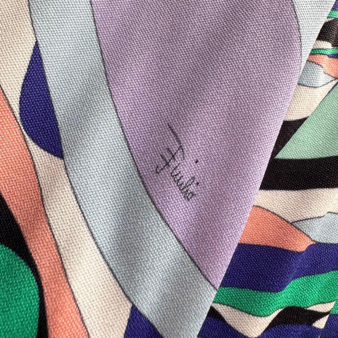 現行　エミリオプッチ　ワンピース　ベルト　収納袋　総柄　青色　タグ付き　40