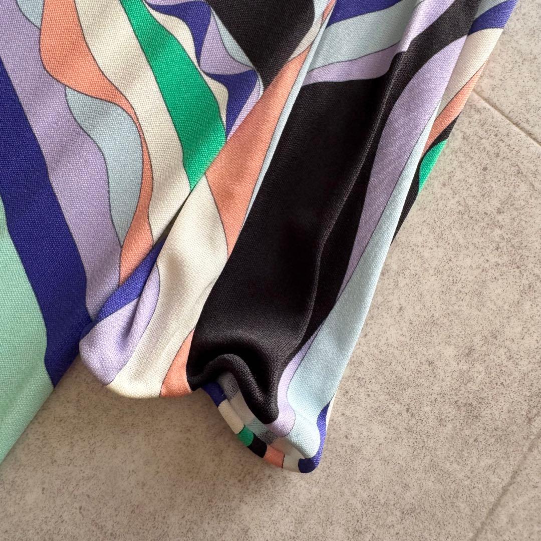 現行　エミリオプッチ　ワンピース　ベルト　収納袋　総柄　青色　タグ付き　40