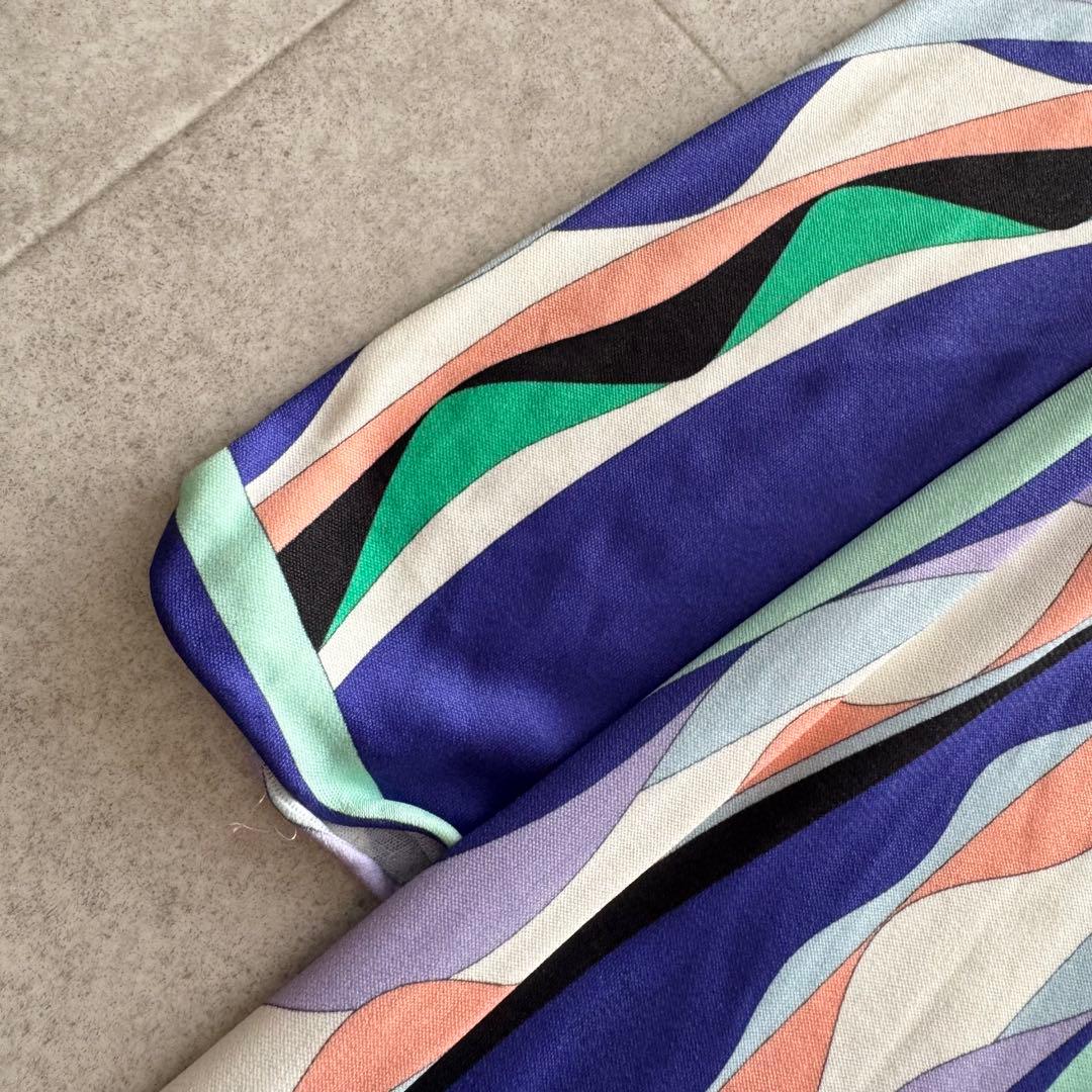 現行　エミリオプッチ　ワンピース　ベルト　収納袋　総柄　青色　タグ付き　40