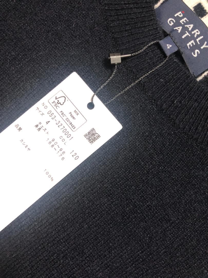 未使用 カシミヤ クルーネックニットセーター カシミヤ100% 4 M 濃紺