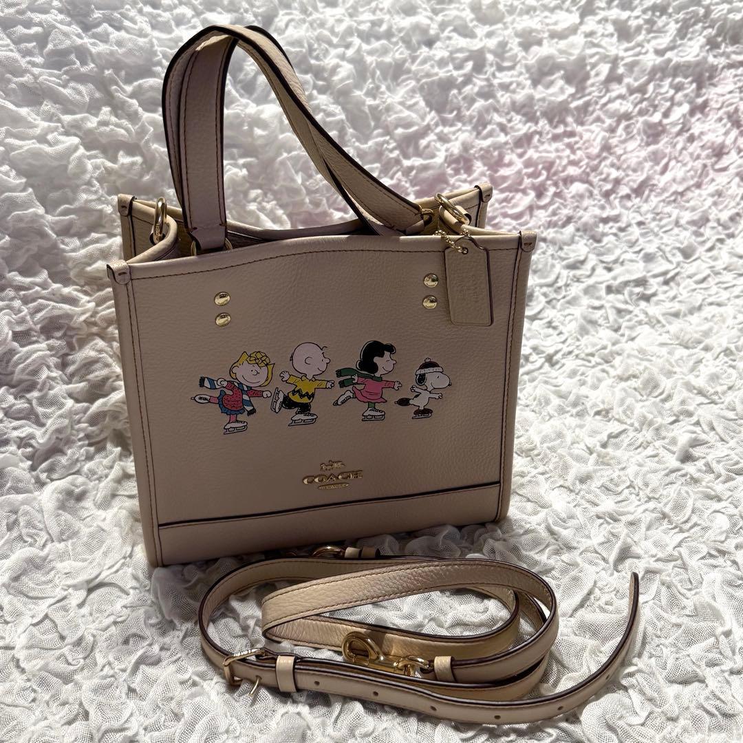 【使用浅 美品】コーチ×ピーナッツ スヌーピーコラボ 2wayトートバッグ