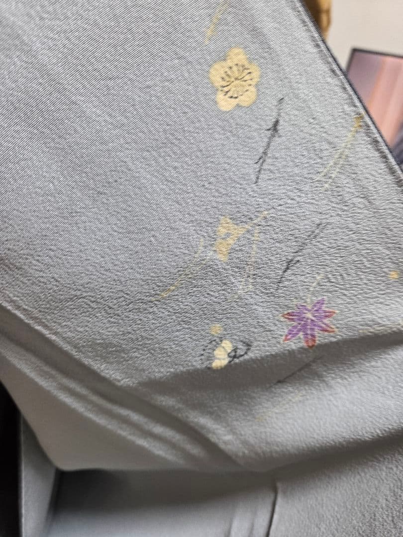 ジュサブロー　グレー　桜　附下　164cm　しつけ付き