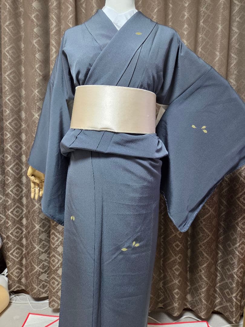 ジュサブロー　グレー　桜　附下　164cm　しつけ付き