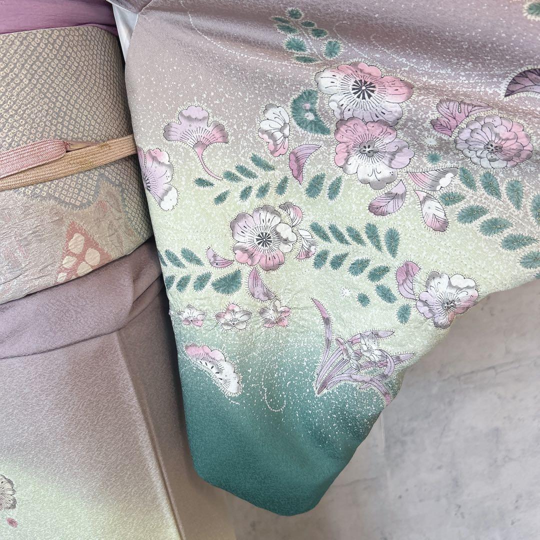 訪問着フルセット　辻が花　着物　正絹　薄ピンク　華やか　七五三　入学式　p3