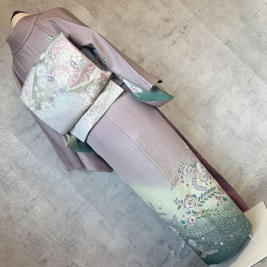 訪問着フルセット　辻が花　着物　正絹　薄ピンク　華やか　七五三　入学式　p3