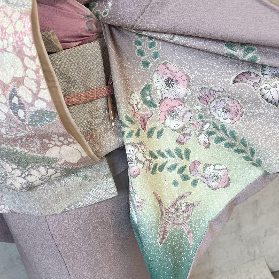 訪問着フルセット　辻が花　着物　正絹　薄ピンク　華やか　七五三　入学式　p3