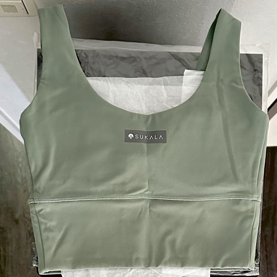 【SUKALA】プレミアムフィット クロップドタンクトップ オリーブグリーンXS