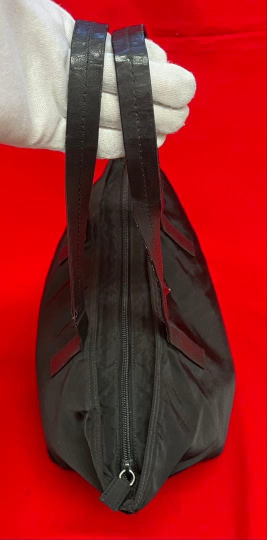 本物.美品　PRADA プラダ　革×ナイロン　トート　バッグ 通勤.通学 黒