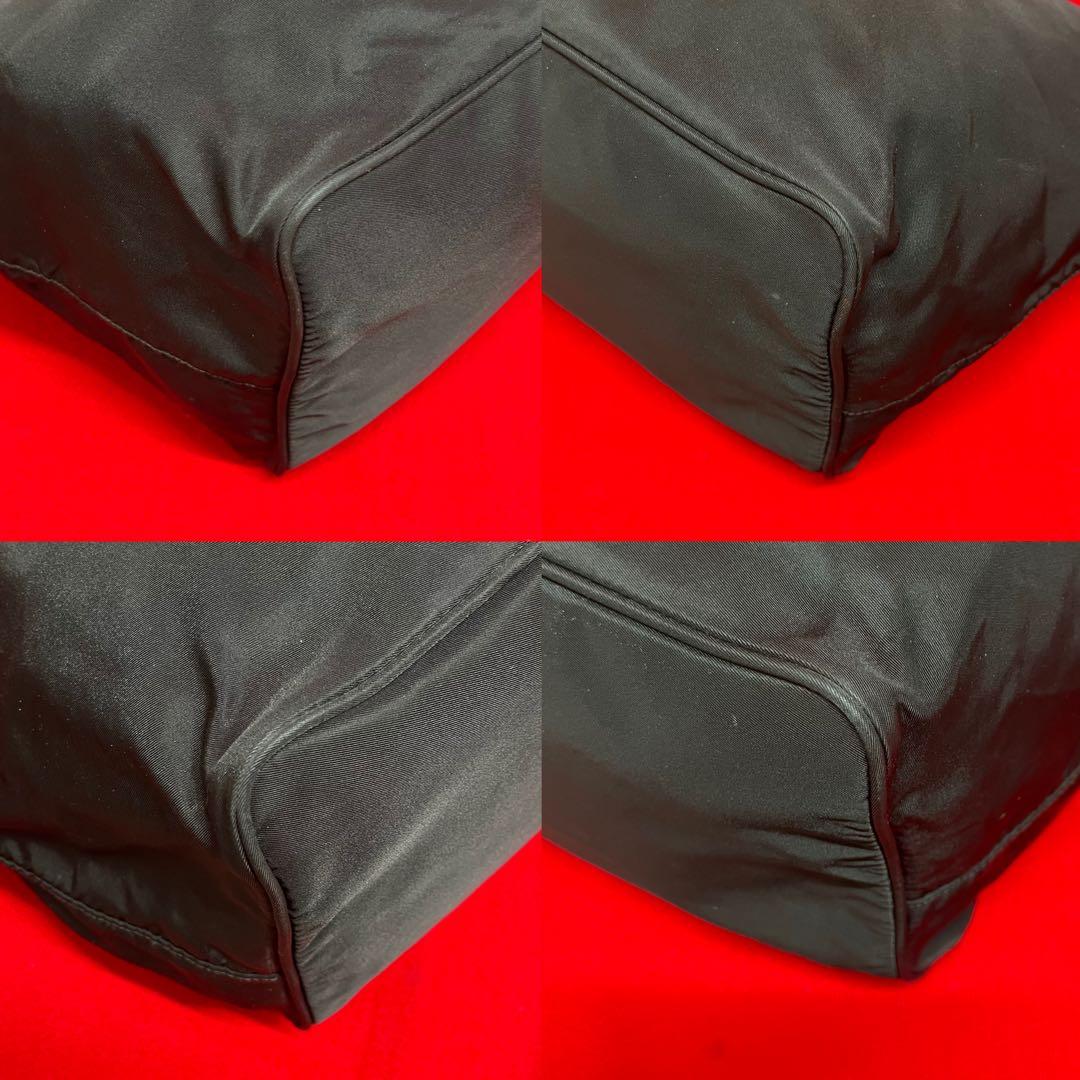 本物.美品　PRADA プラダ　革×ナイロン　トート　バッグ 通勤.通学 黒