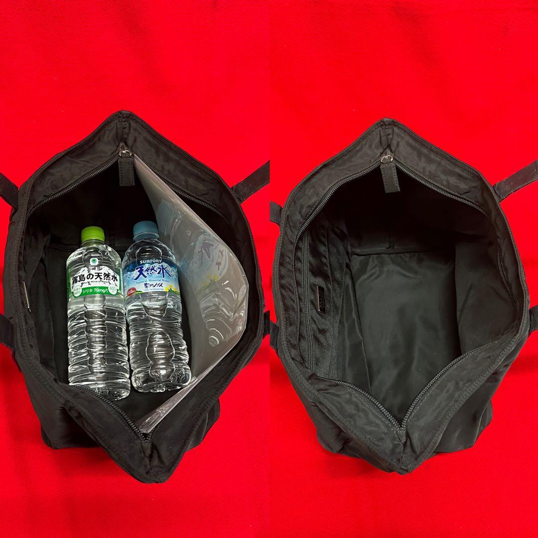 本物.美品　PRADA プラダ　革×ナイロン　トート　バッグ 通勤.通学 黒