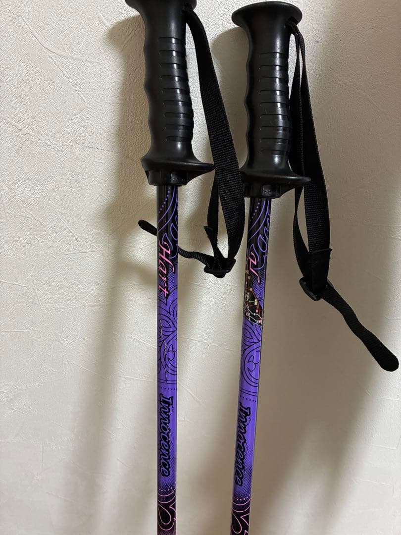 OGASAKA スキー板 『覇』Keos 160cm 赤黒 + 紫スキー用ポール