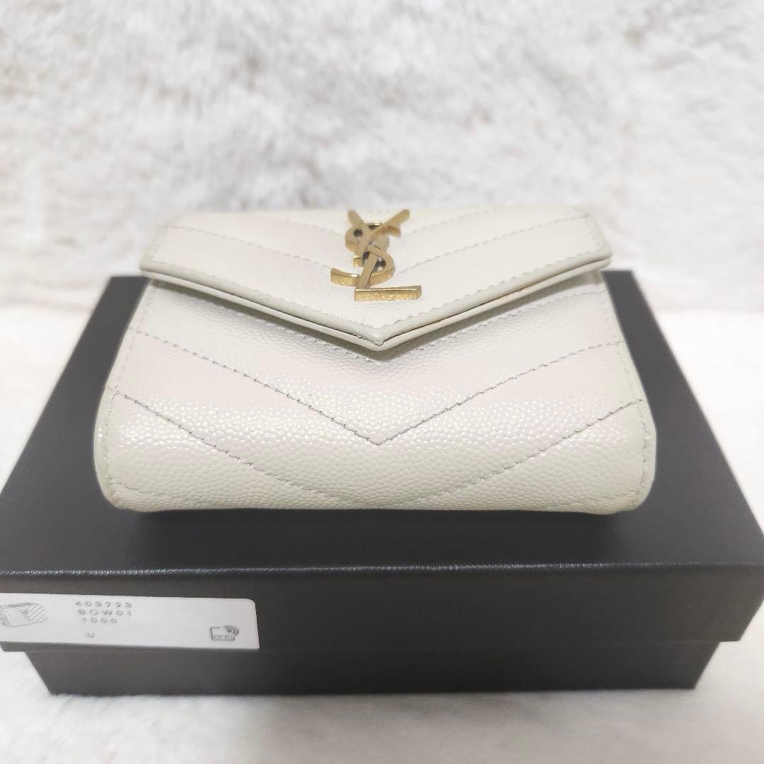 ✨極美品　現行デザイン✨サンローラン　三つ折り　カサンドラ　キャビアスキン