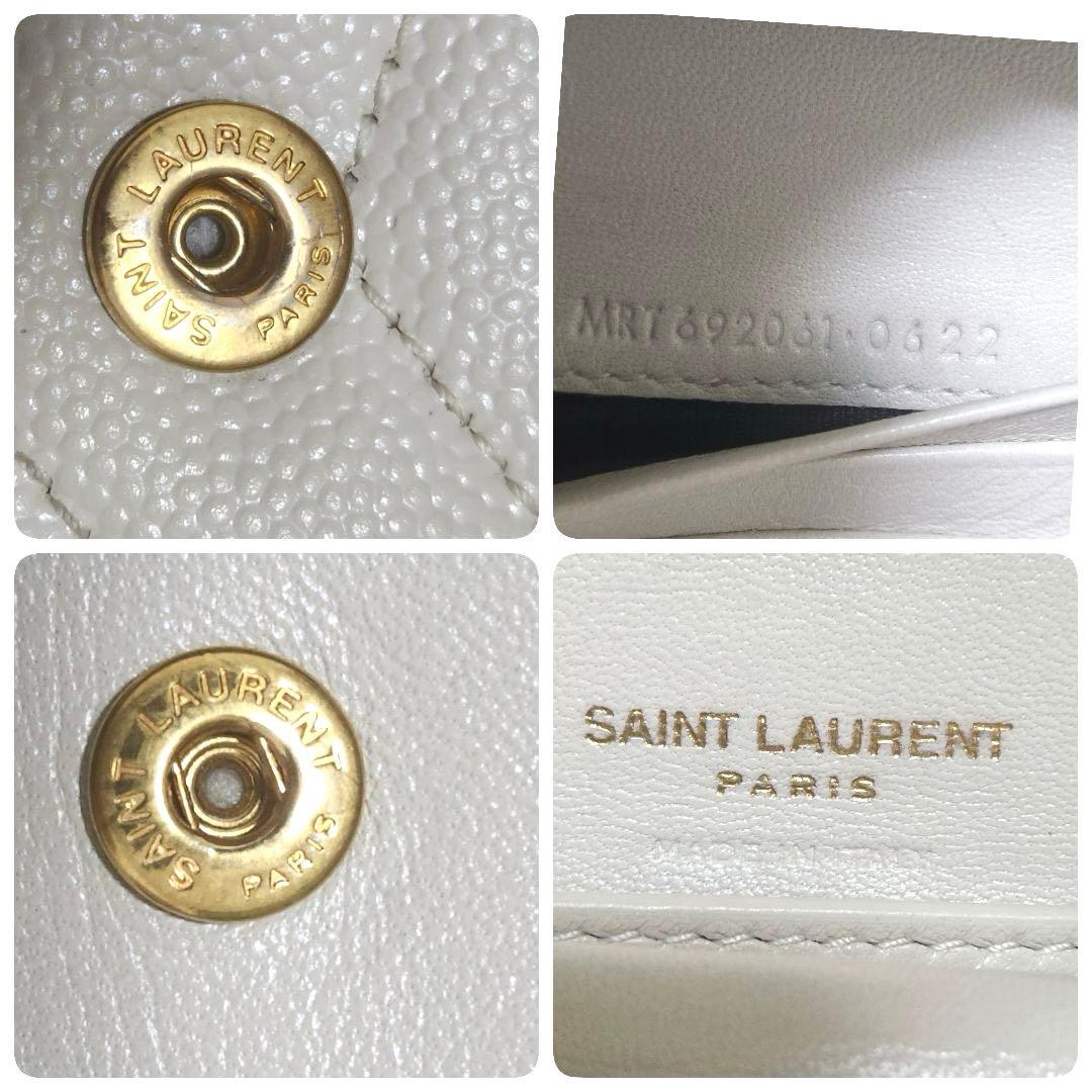 ✨極美品　現行デザイン✨サンローラン　三つ折り　カサンドラ　キャビアスキン