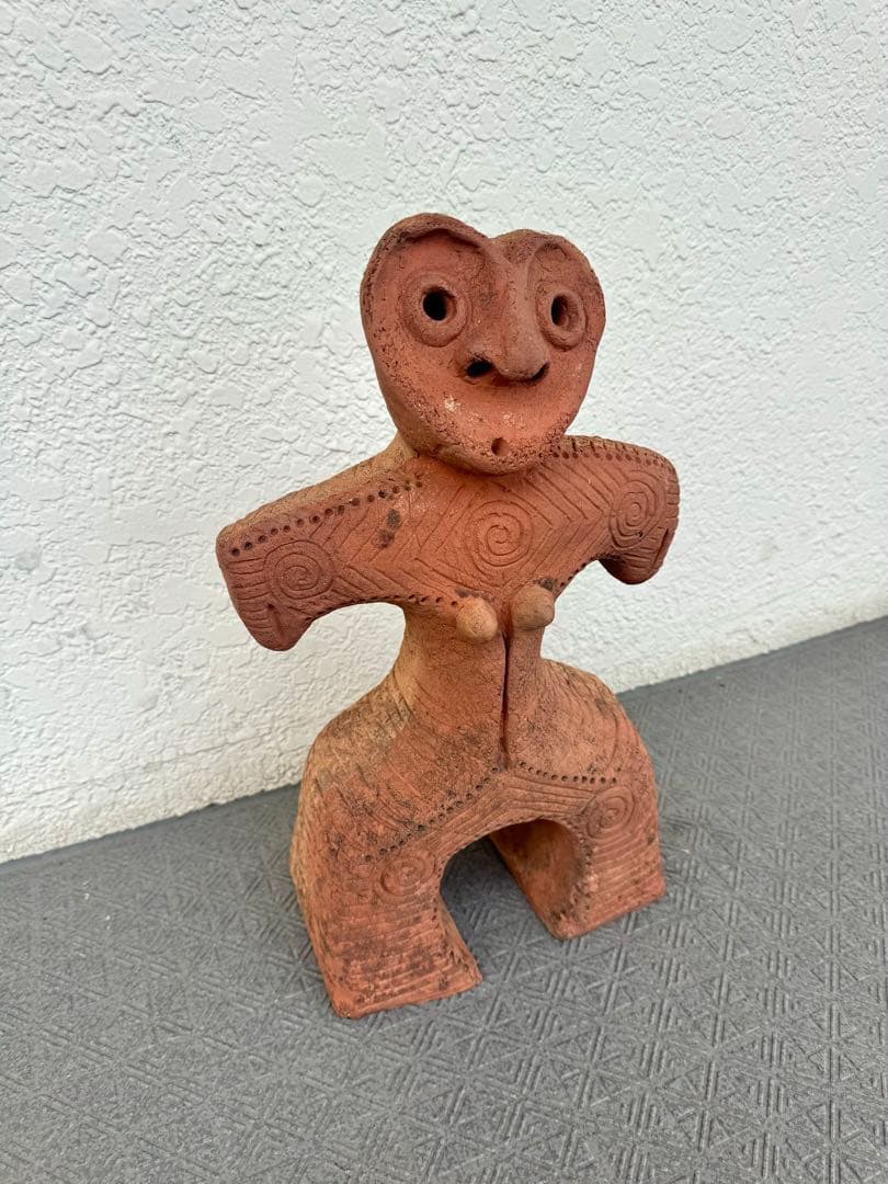 【レア】特大 45cm ハート形土偶 縄文 埴輪 信楽 置物 オブジェ　はにわ