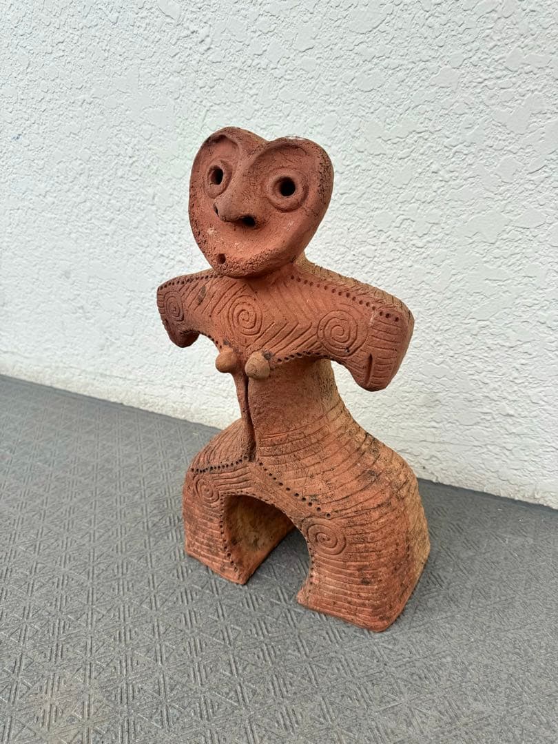 【レア】特大 45cm ハート形土偶 縄文 埴輪 信楽 置物 オブジェ　はにわ