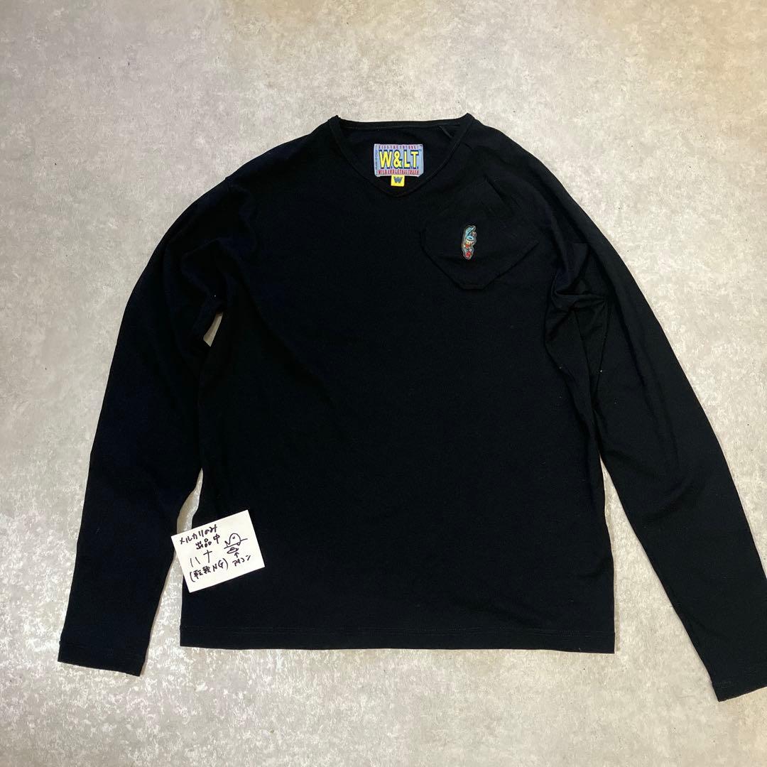W&LT、パクパク、長袖Tシャツ、カットソー、ブラック、M