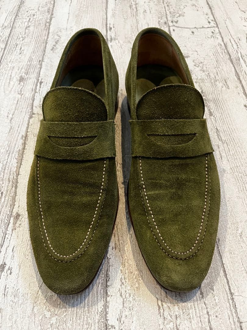 DI MELLA ディ メッラ オリーブグリーン スエード ローファー　6