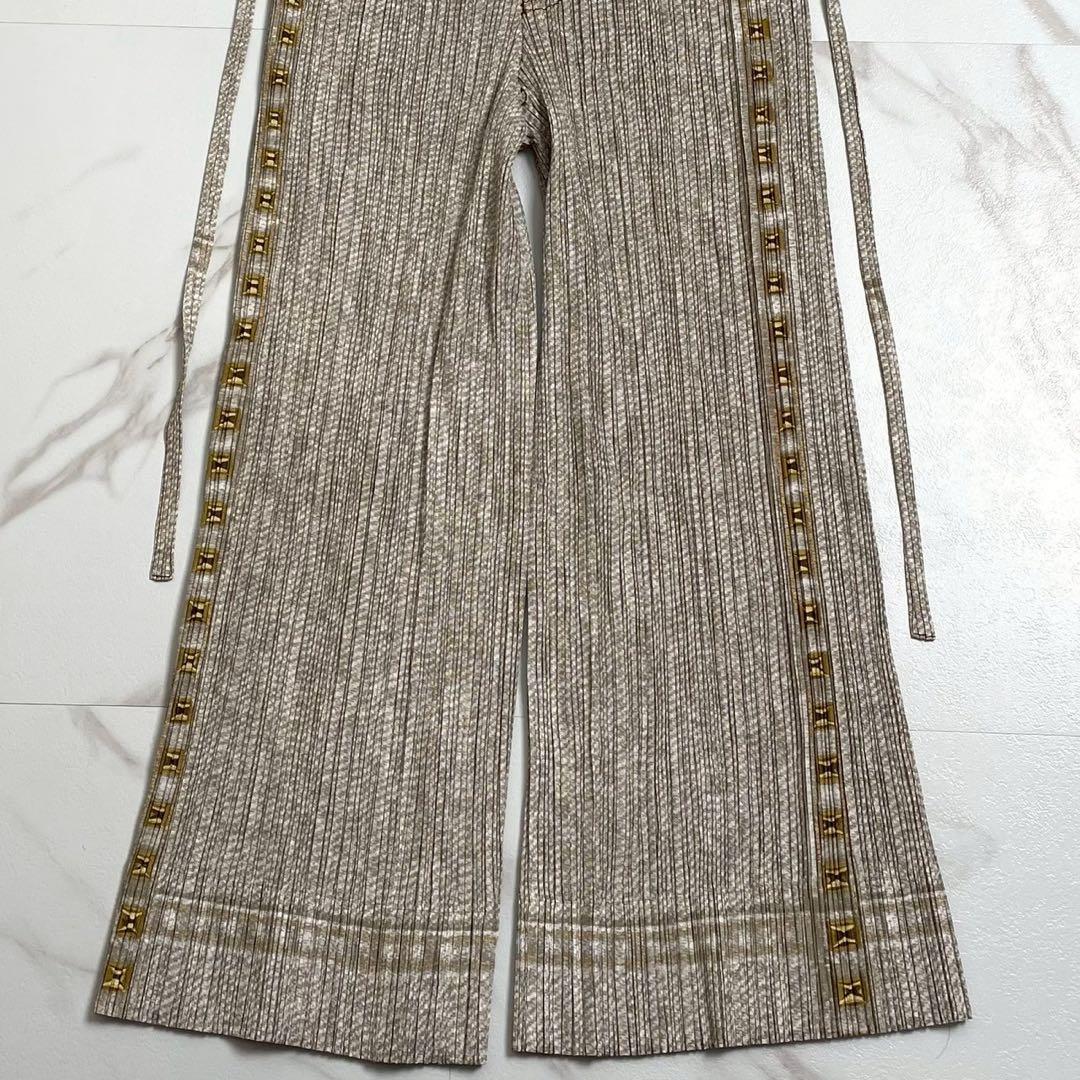 未使用に近い 09AW◎プリーツプリーズ オーバーオール デニム スタッズ