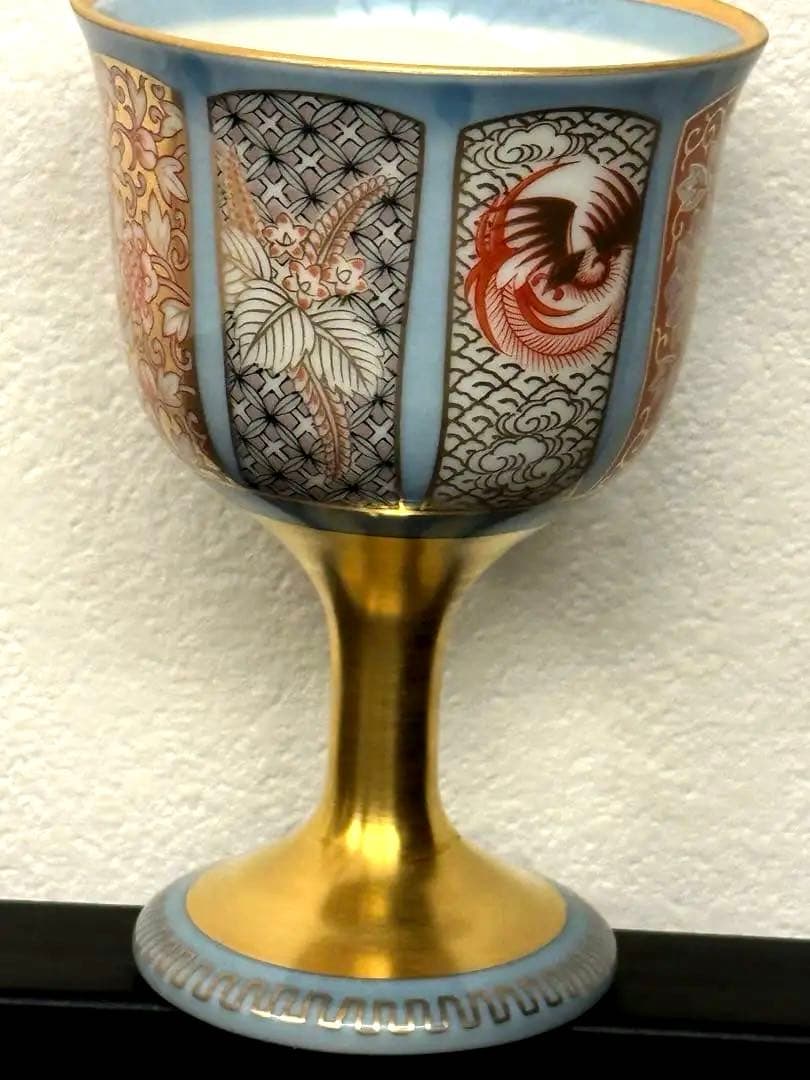 高脚陶器カップ 花柄