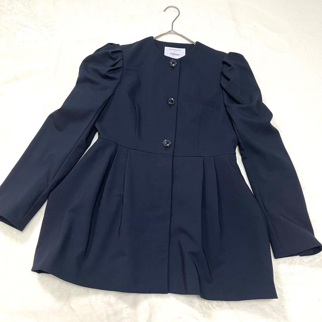 美品✨regleam ノーカラージャケット　ペプラムジャケット M ネイビー
