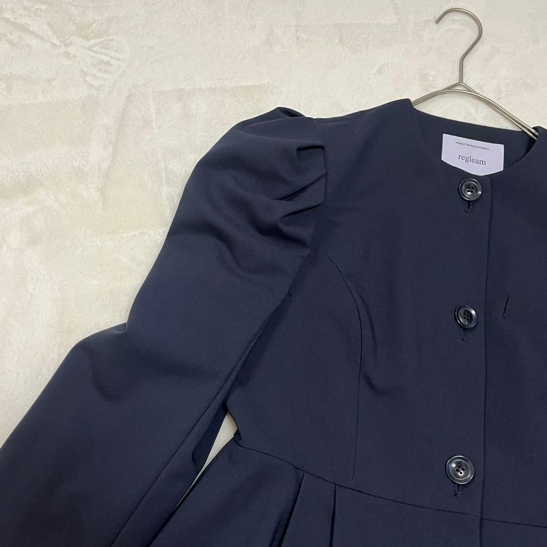 美品✨regleam ノーカラージャケット　ペプラムジャケット M ネイビー