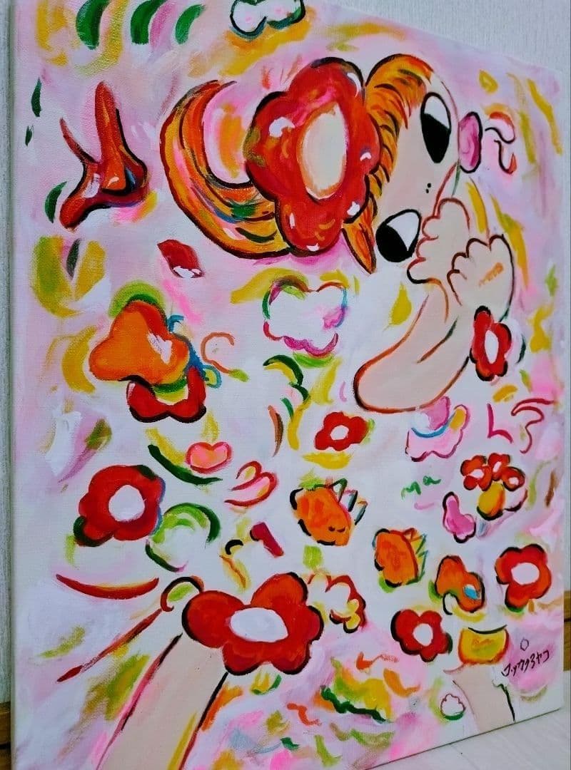 l*h様 【F6号】ロッカクアヤコ　肉筆保証/表裏サイン/アクリル/油彩/絵画/