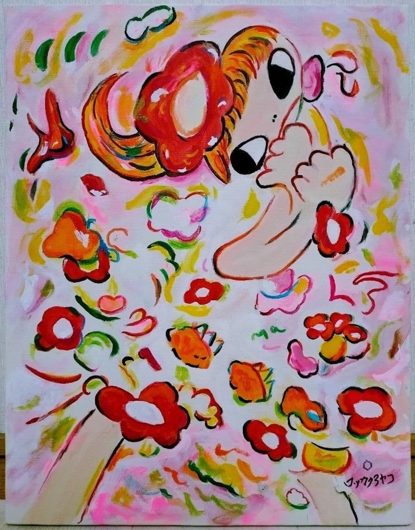 l*h様 【F6号】ロッカクアヤコ　肉筆保証/表裏サイン/アクリル/油彩/絵画/