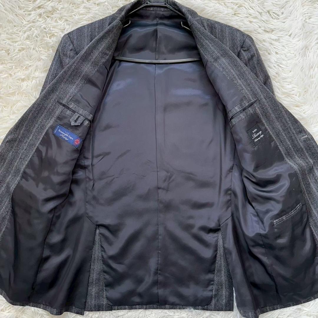 美品✨SHIPS 高級生地ゼニア ストライプ スーツ 総裏 本切羽 48 L相当