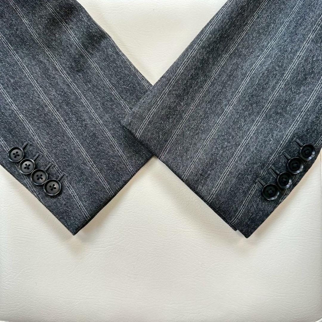 美品✨SHIPS 高級生地ゼニア ストライプ スーツ 総裏 本切羽 48 L相当