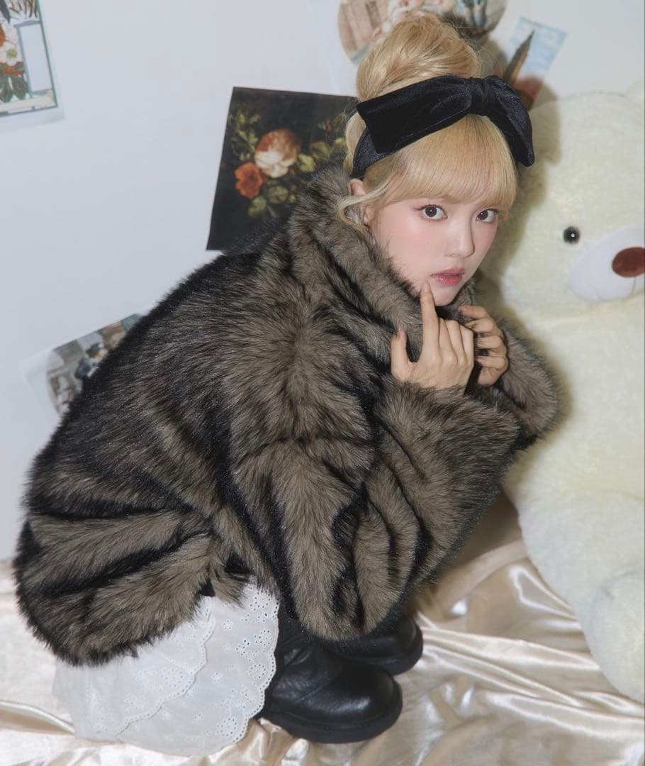 MSGirl ミックスカラーフェイクファーブルゾン