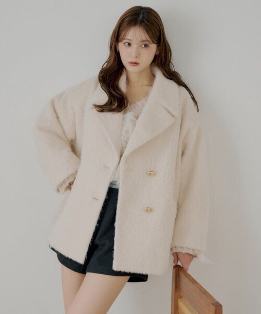 新品　Chico 金釦シャギーミディジャケットコート