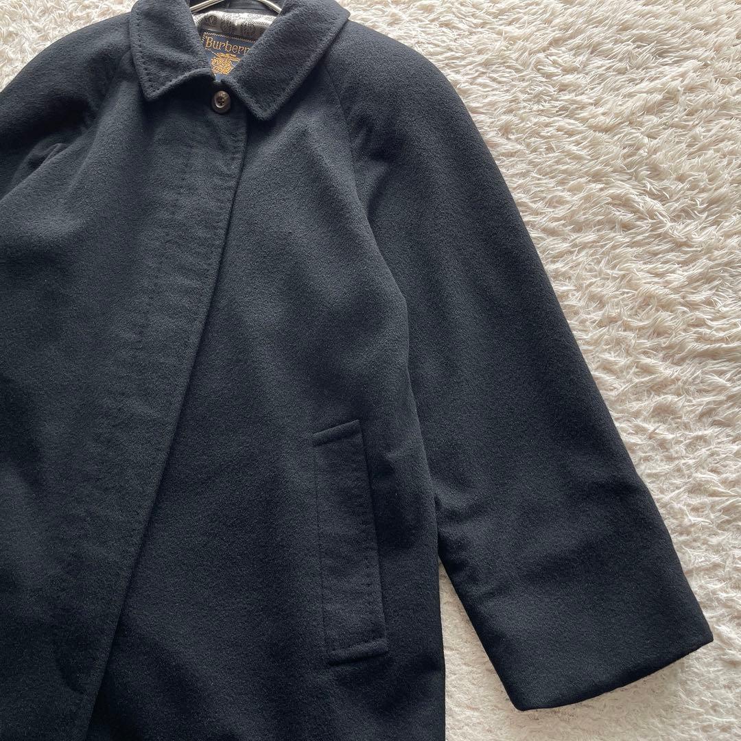 【美品】バーバリー チェスターコート 金タグ マキシ丈 カシミヤ シルク 黒