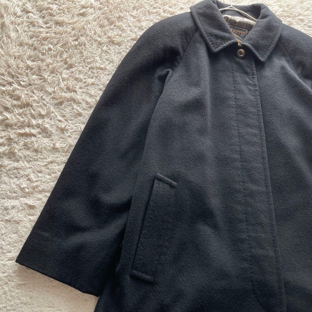【美品】バーバリー チェスターコート 金タグ マキシ丈 カシミヤ シルク 黒