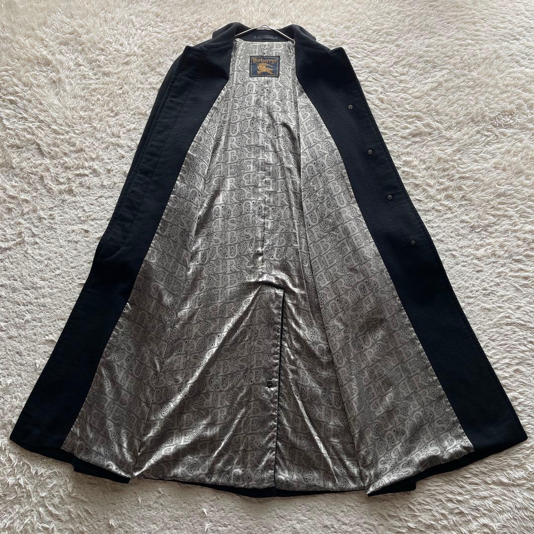 【美品】バーバリー チェスターコート 金タグ マキシ丈 カシミヤ シルク 黒
